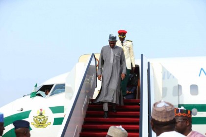 President Buhari Arrived from Qatar3