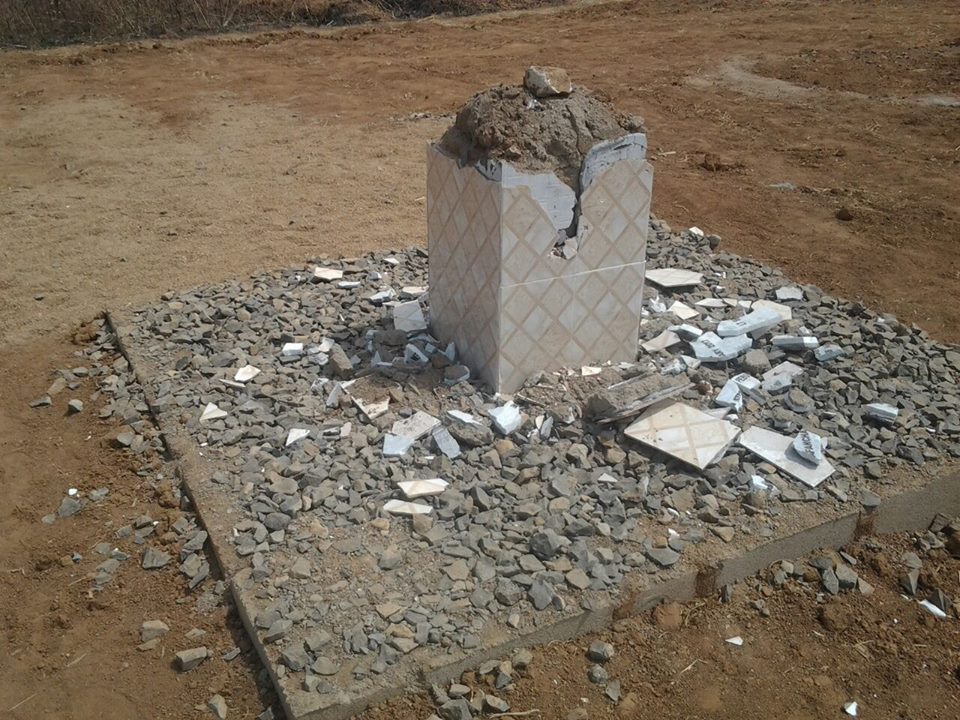 Southern Kaduna Youth Destroyed Foundation Laying Structure Put By Gov. El-Rufai and Lt. Gen Buratai