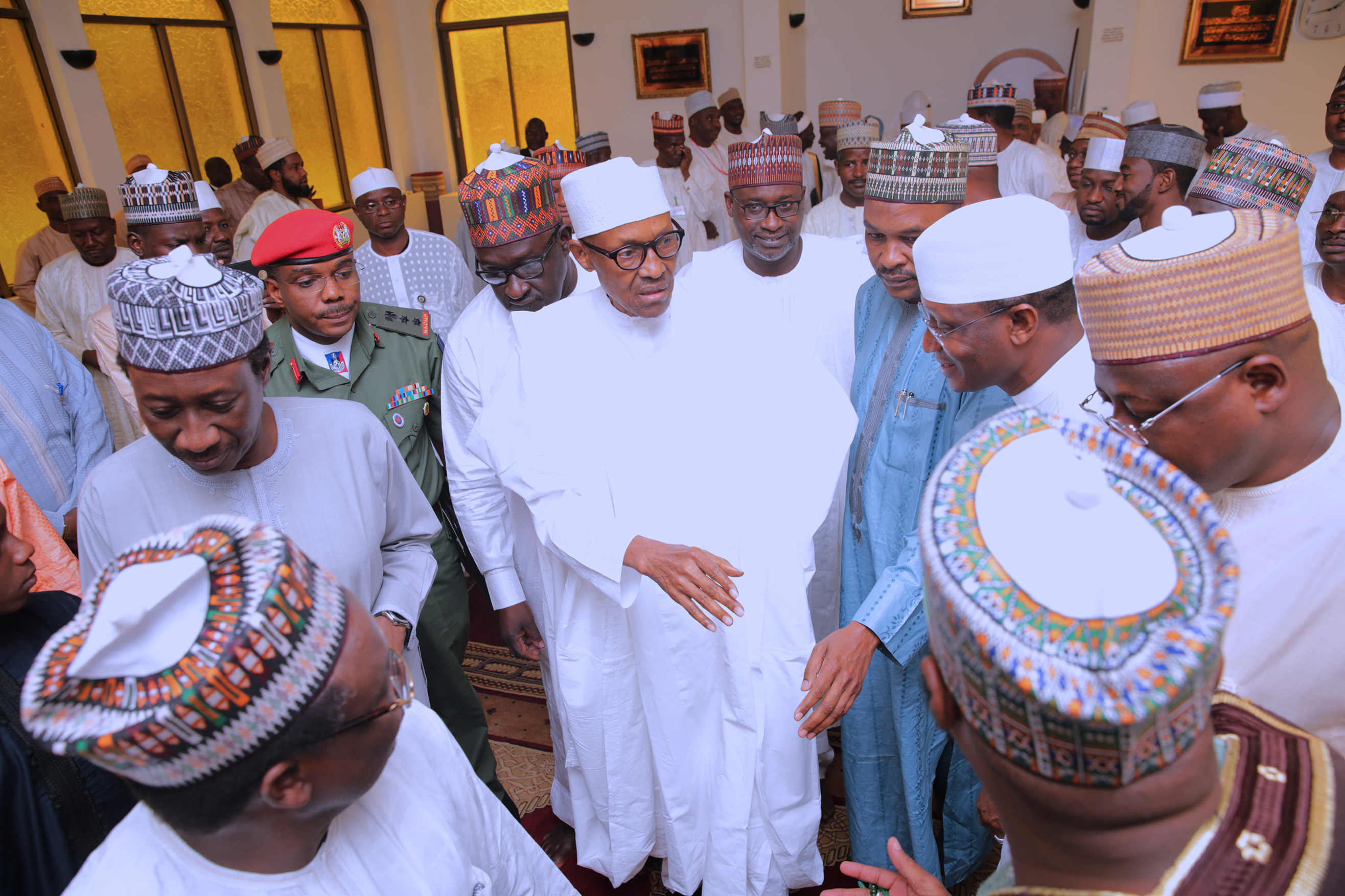 BREAKING: President Muhammadu Buhari Attends Friday Prayers At The State House Mosque