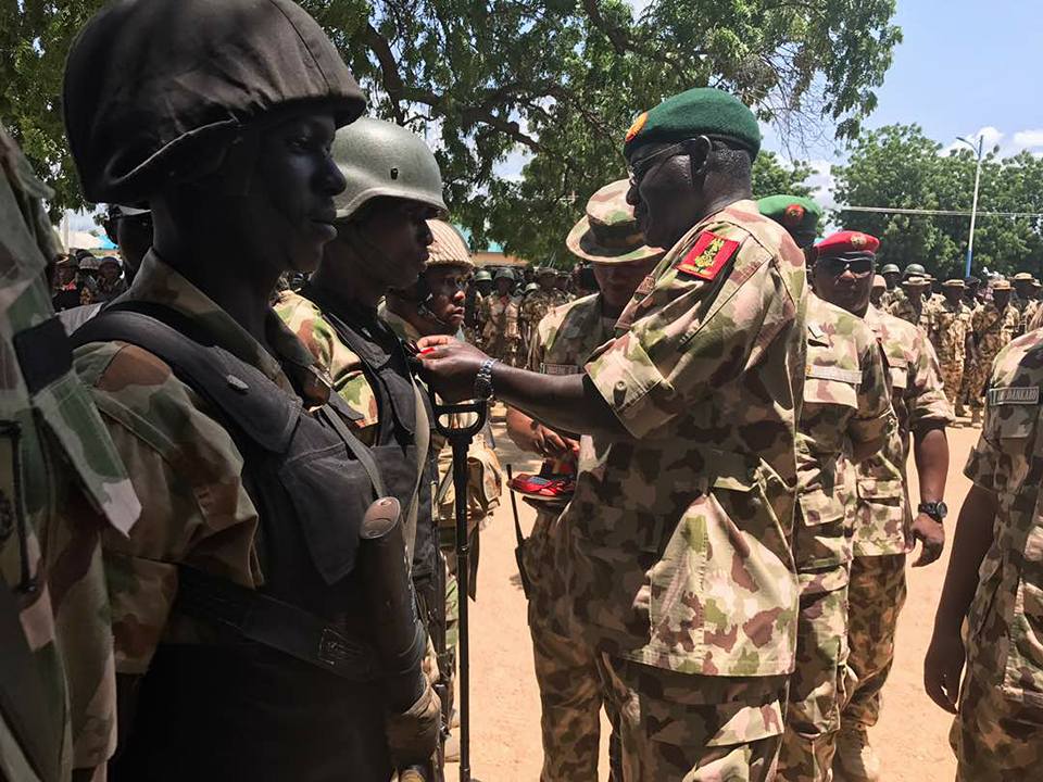 General Buratai Decorates Soldiers With Gallantry Medal At War Front